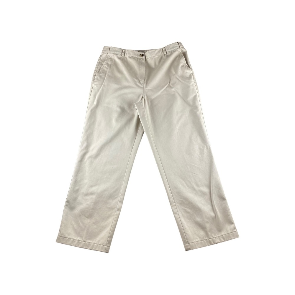 LL Bean Classic Fit Khaki Chino Pants Women's Size 16 Straight Leg Casual